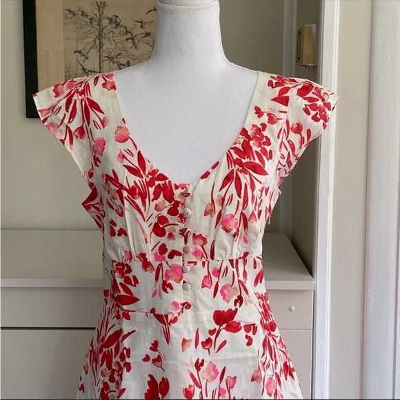 Banana Republic NWT Spring Coral Floral Linen Cotton Mini Dress - Picture 5 of 16
